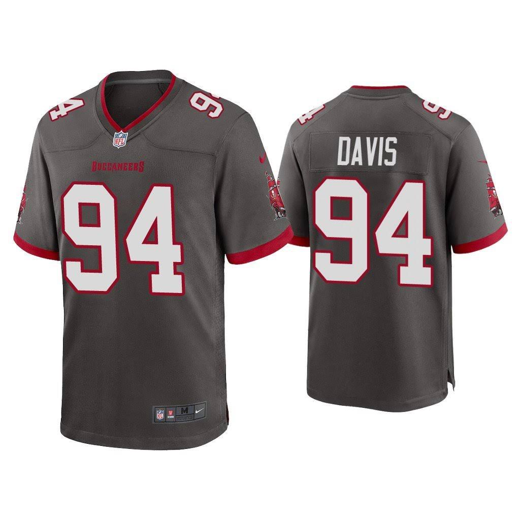 Men Tampa Bay Buccaneers 94 Khalil Davis Nike Grey Player Game NFL Jersey